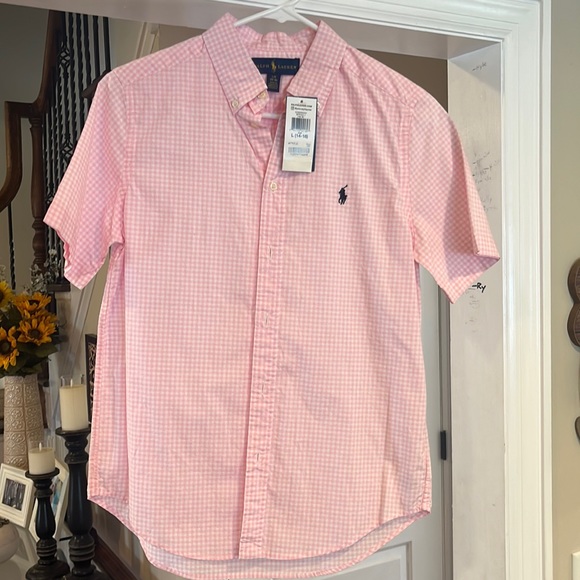 Polo Ralph Lauren Other - Brand new tags on pink and white gingham button up  size large kids